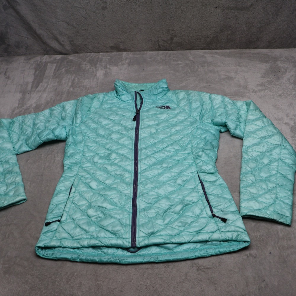 North Face Jacket Women Small Blue Insulated Quilted Thermoball Full Zip Puffer